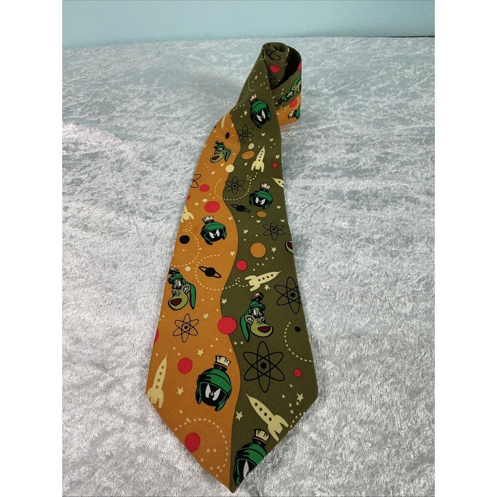 Marvin The Martian Warner Bros Men's  Silk Necktie Loonie Tunes 1995 Retro Vibe
